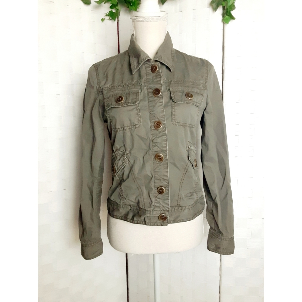 Esprit Button-Down Patch Elbow Crop Utility Jacket - image 3